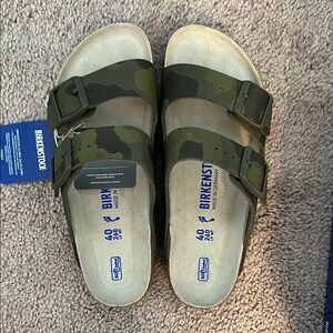 Birkenstock Women’s Green Camouflage Sandals